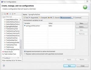 Eclipse JUnit run configuration